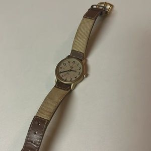 RARE TIMEX BROWN LEATHER STRAP UNISEX WATCH